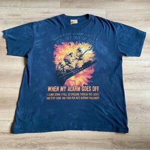 Vintage The Mountain Fireman Fire Fighter Teeshirt Dyed Printed in USA T-Shirt